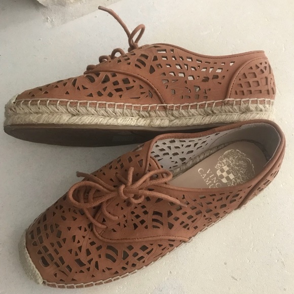 Vince Camuto Other - Vince Camuto Brown Leather Laser Cut Espadrilles 7